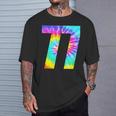 カラフルな絞り染め 77歳の誕生日または77番のチームイベント Tシャツ 彼への贈り物