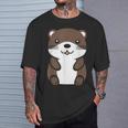 カワウソの赤ちゃん 動物 かわいい シンプルな小さなカワウソ Tシャツ 彼への贈り物