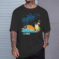 キューバ 熱帯の風景 ハバナ ギフト お土産 カリブ海 ヤシの木 冒険 Tシャツ 彼への贈り物