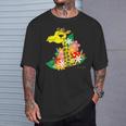 キリン 花 Giraffes Flower Tシャツ 彼への贈り物