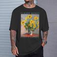 クロード モネ 面白いtシャツ 花 名作 アート ひまわりのブーケ 絵画 メンズ レディース 面白い 服 Tシャツ 彼への贈り物