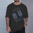 コースタル カウガール ブルー カウボーイブーツ コケット ウエスタン Tシャツ 彼への贈り物
