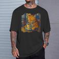 ゴッホ 猫 絵画 面白い 芸術的 猫 コーヒー愛好家 Tシャツ 彼への贈り物