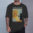 ゴッホ 黒猫 ひまわり おもしろ猫 Tシャツ 彼への贈り物