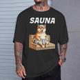 サウナauna さうな 整う アウトドア 焚火 おもしろ 犬 柴犬好き 柴犬 名言 文字 面白い ふざけた ネタ Tシャツ 彼への贈り物