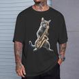 サックスを演奏する面白い猫 ジャズ サックス ミュージシャン サクソフォニスト Tシャツ 彼への贈り物