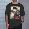 サムライ 猫戦士 浮世 墨絵 猫 サムライ Tシャツ 彼への贈り物
