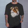 シェットランド・シープドッグ かわいい子犬の顔 犬好き ペット飼い主 Tシャツ 彼への贈り物