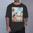 シドニーオペラハウスと南国の自然 Tシャツ 彼への贈り物
