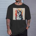 シベリアンハスキー子犬の笑いグラフィック。 Tシャツ 彼への贈り物