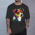 ジャック・ラッセル・テリア ブライトカラー ポップアート 愛犬家 Tシャツ 彼への贈り物