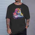 タイガーミュージック Dj ターンテーブル Dj タイガーテクノ ダンスクラブ ハウス Tシャツ 彼への贈り物