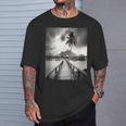 タヒチ州の熱帯小屋のモノクロ写真 Tシャツ 彼への贈り物