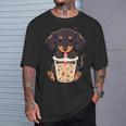 ダックスフンド ボバティー バブルティー アニメ カワイイ 犬 Tシャツ 彼への贈り物