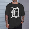 デトロイトグラフィック D ディストレスト グランジ モーターシティ Tシャツ 彼への贈り物
