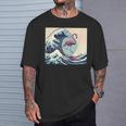 トロピカルピンク フラミンゴ グレートビッグウェーブサーファー オーシャンビーチ Tシャツ 彼への贈り物