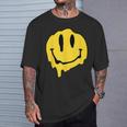 ドリッピースマイルイエロースマイルフェイスシャツ かわいい ハッピースマイルフェイス Tシャツ 彼への贈り物