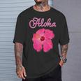 ハイビスカス Aloha アロハ《赤》（ハワイ・南国・フラダンス）夏【ビューティフル フラワー】キュート デザイン Tシャツ 彼への贈り物