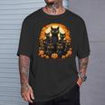 ハロウィン 黒猫 パンプキン 面白い レトロデザイン Tシャツ 彼への贈り物