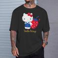 ハローキティ いちご ダークカラー Tシャツ 彼への贈り物