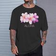 ハワイアンアロハプルメリアアート Tシャツ 彼への贈り物
