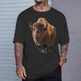 バイソン ヨーロッパバイソン 野牛 アメリカバイソン アメリカンバッファロー Tシャツ 彼への贈り物