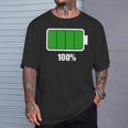バッテリー100シャツ バッテリーハートフル充電バッテリーフル。 Tシャツ 彼への贈り物