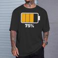 バッテリー75残り75バッテリーフルtシャツバッテリー低 Tシャツ 彼への贈り物