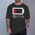 バッテリー残量1 バッテリー切れtシャツ バッテリー残量が少ない Tシャツ 彼への贈り物