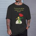 バラの言葉が入った星の王子様 Tシャツ 彼への贈り物