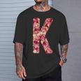 バラ柄のフローラルモノグラムk Tシャツ 彼への贈り物