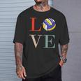 バレーボール 面白い バレー部 おもしろ 文字入り 服 おもしろグッズ 文字 ネタ メンズ Love 部活 Tシャツ 彼への贈り物