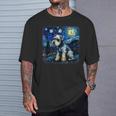 バン・ゴッホ 星月夜ミニチュア・シュナウザー Tシャツ 彼への贈り物