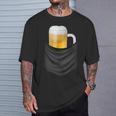 ビール 酒 面白いtシャツ 面白い ジョッキ ポケット 飲み おもしろ 飲み会 のんべえ メンズ ネタ 服 Tシャツ 彼への贈り物