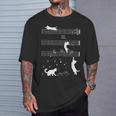 ピアノ音符 遊び心のある猫 Tシャツ 彼への贈り物