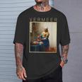 フェルメール 面白いtシャツ アート 牛乳を注ぐ女 絵画 メンズ レディース 面白い 服 美術 油彩画 Tシャツ 彼への贈り物