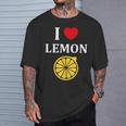 フルーツ レモン 面白いユーモア かわいい シンプル 小さなレモン I Love Lemon Tシャツ 彼への贈り物