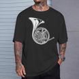 フレンチホルン製図コンサートバンドホルニスト Tシャツ 彼への贈り物