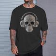 ヘッドフォン付きキラキラドクロ Dj音楽愛好家 Tシャツ 彼への贈り物