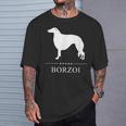 ボルゾイ犬の白いシルエット Tシャツ 彼への贈り物