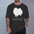 ポメラニアン 犬 ホワイト シルエット Tシャツ 彼への贈り物