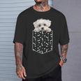 マルチーズ犬ポケット子犬の顔ペット愛好家 Tシャツ 彼への贈り物