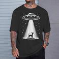 ミニチュアピンシャーママパパ犬-面白いエイリアンufo Tシャツ 彼への贈り物