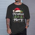メリークリスマスライト 赤いサンタ帽子 クリスマス ファミリー 男性 女性 Tシャツ 彼への贈り物