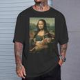 モナリザとオレンジ猫 面白いアートペインティング Tシャツ 彼への贈り物