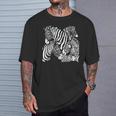 モノクロゼブラ柄アフリカサファリ動物野生生物 Tシャツ 彼への贈り物