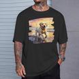 ラブラドールオンザビーチ、ラボ、犬、ラブラドール子犬 Tシャツ 彼への贈り物