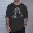 リアルなゴリラアートtシャツ、野生動物の霊長類の肖像画。 Tシャツ 彼への贈り物