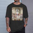 ルネッサンス名画 アテネの学校 Tシャツ 彼への贈り物