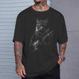 ロックンロールバンド ロックキャット ギターを弾く面白いギター猫 Tシャツ 彼への贈り物
